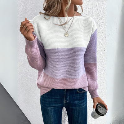 Clara | Elegant Tri-Color Patchwork Sweater