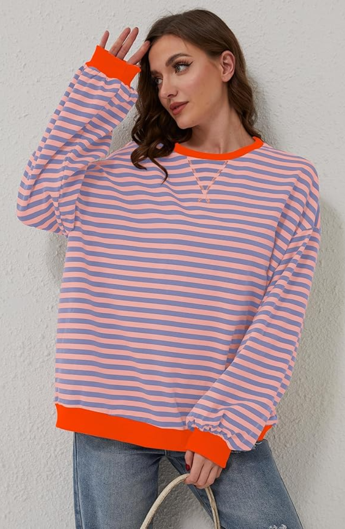 Μάνα | Oversize Ριγέ Πουλόβερ