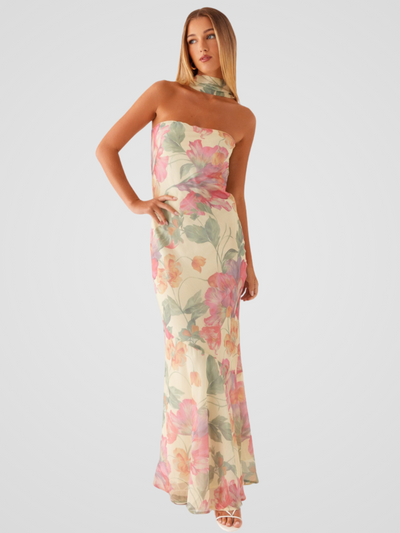 Aperti™ | Bandeau Dress in Delicate Floral Satin