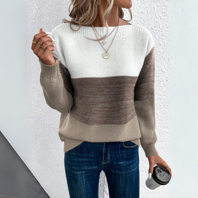 Clara | Elegant Tri-Color Patchwork Sweater