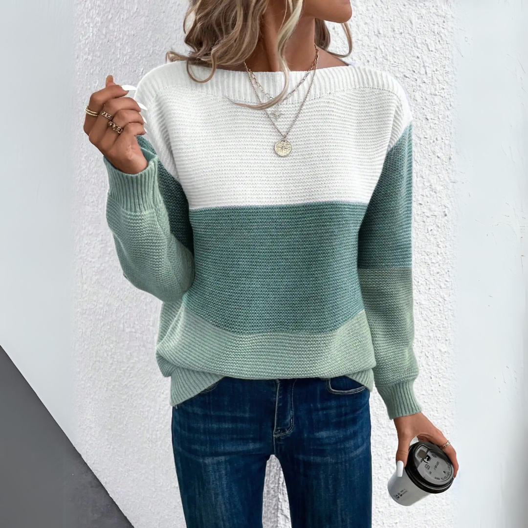 Clara | Elegant Tri-Color Patchwork Sweater