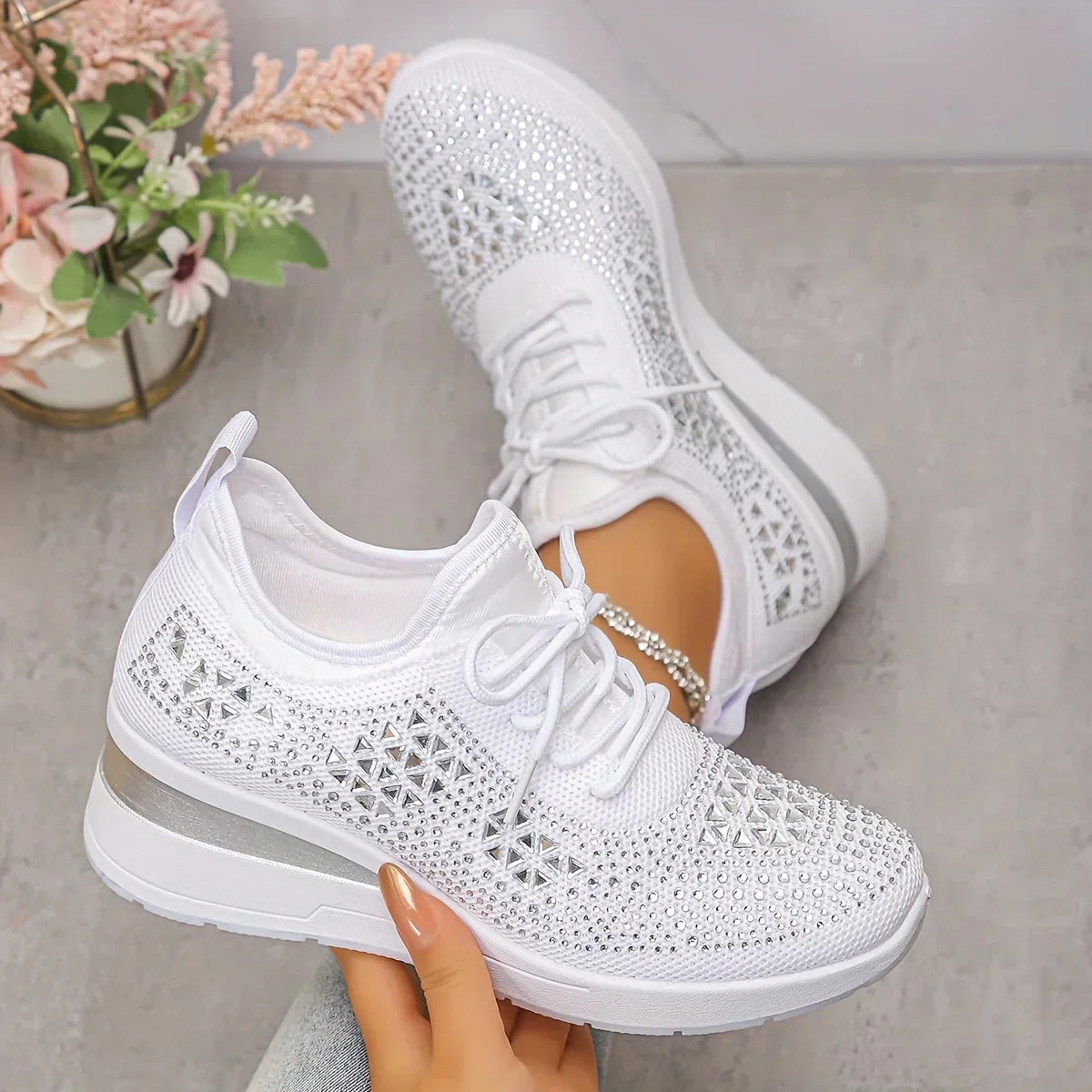 Clara | Ορθοπεδικά Sneakers με Λαμπερά Στρας