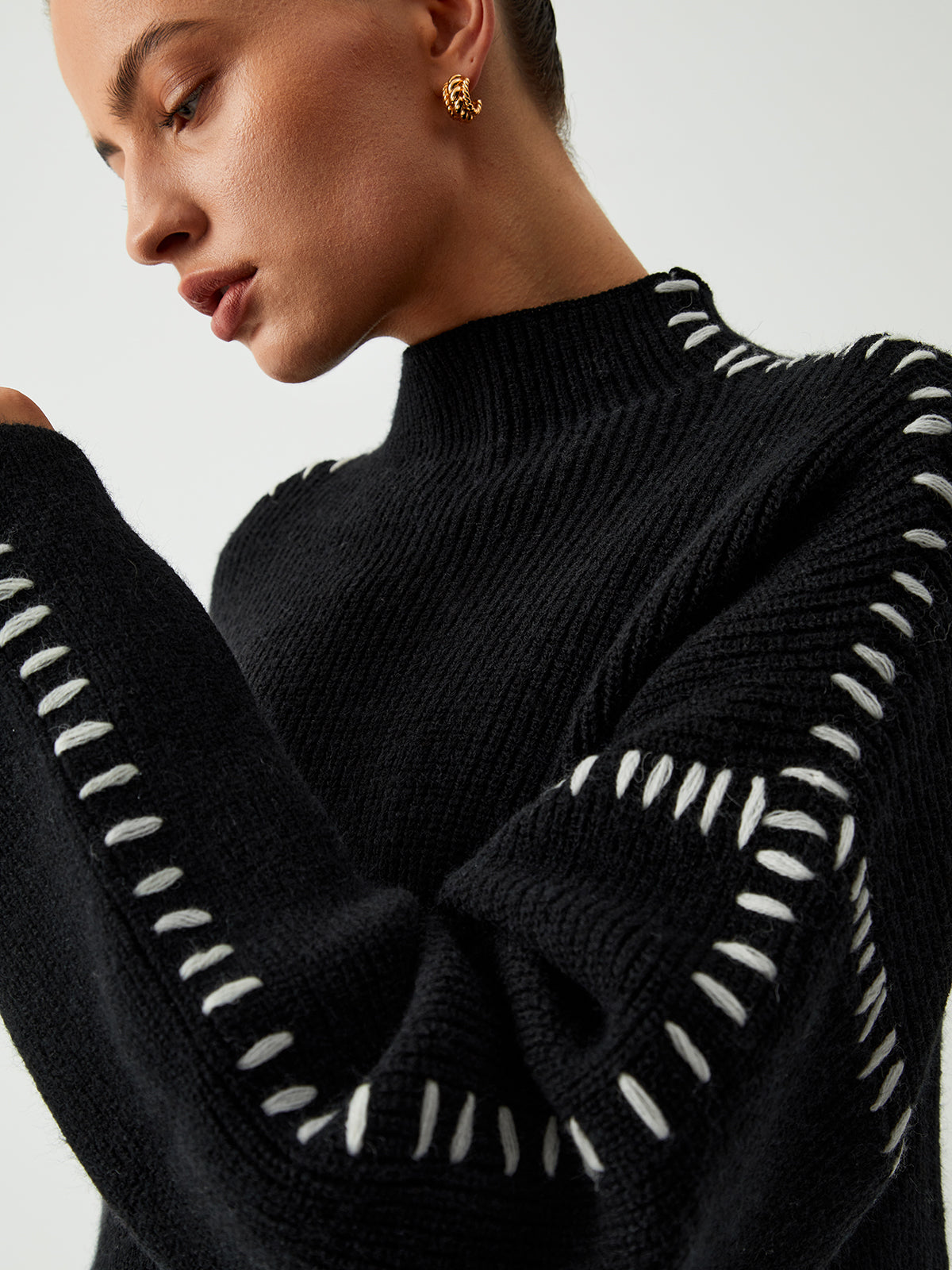 Alma | Oversized Ντόλτσεβιτα Πουλόβερ με Πικέ Λεπτομέρειες