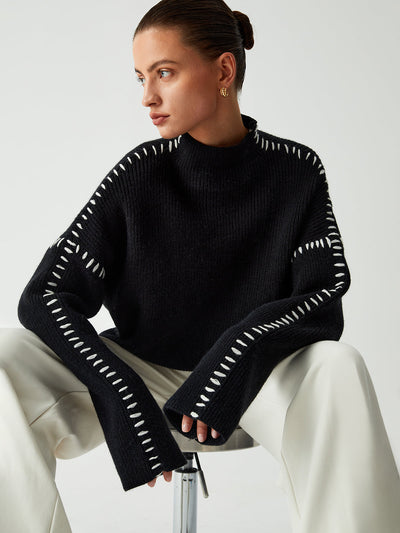 Alma | Oversized Ντόλτσεβιτα Πουλόβερ με Πικέ Λεπτομέρειες