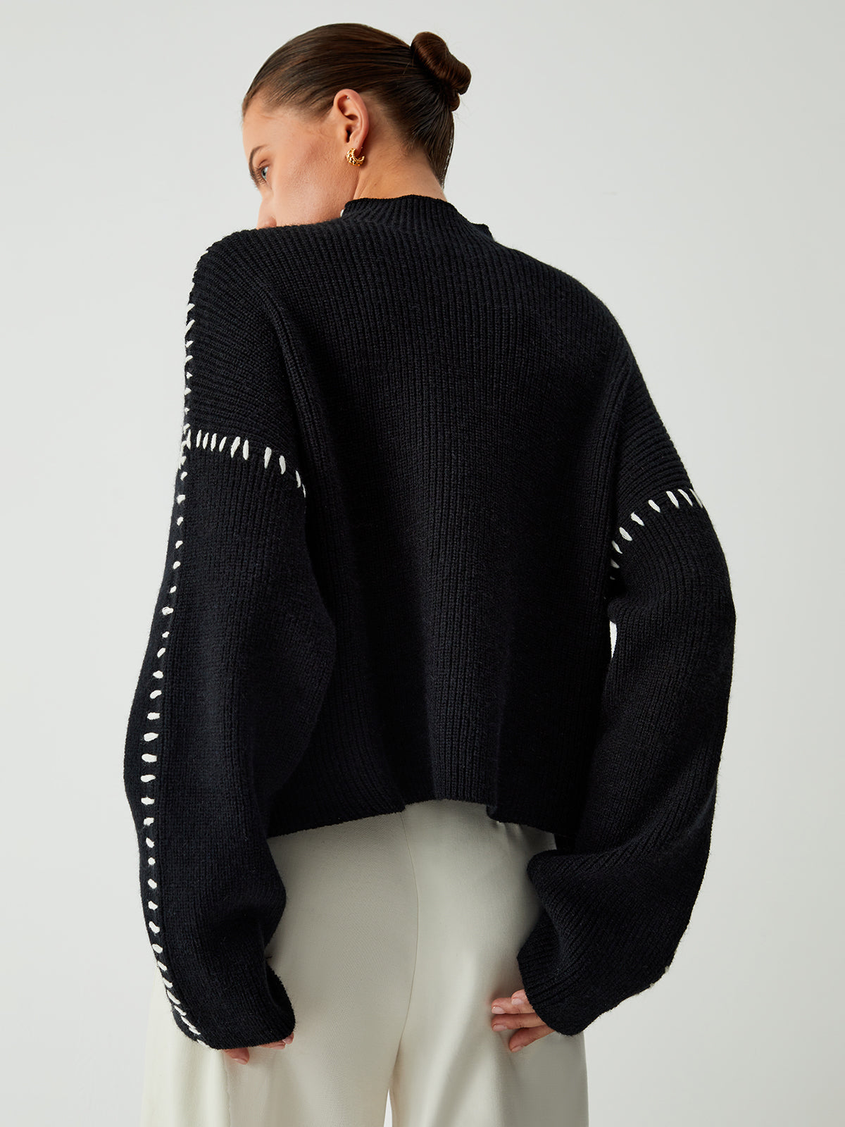 Alma | Oversized Ντόλτσεβιτα Πουλόβερ με Πικέ Λεπτομέρειες
