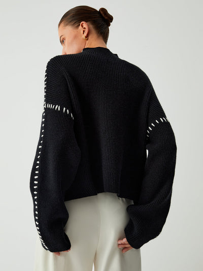 Alma | Oversized Ντόλτσεβιτα Πουλόβερ με Πικέ Λεπτομέρειες