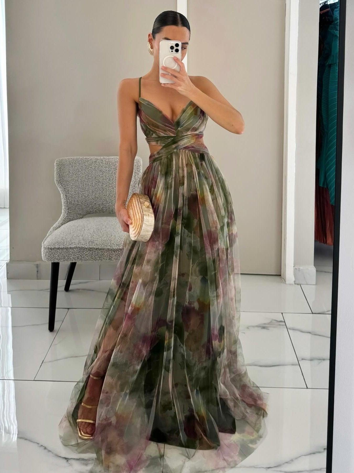 Elegant Μακρύ Φλοράλ Φόρεμα