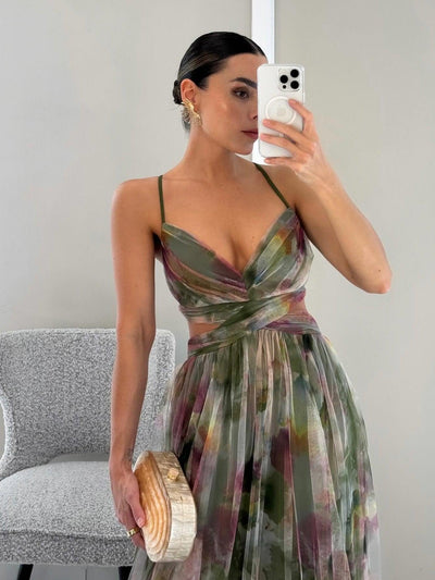 Elegant Μακρύ Φλοράλ Φόρεμα