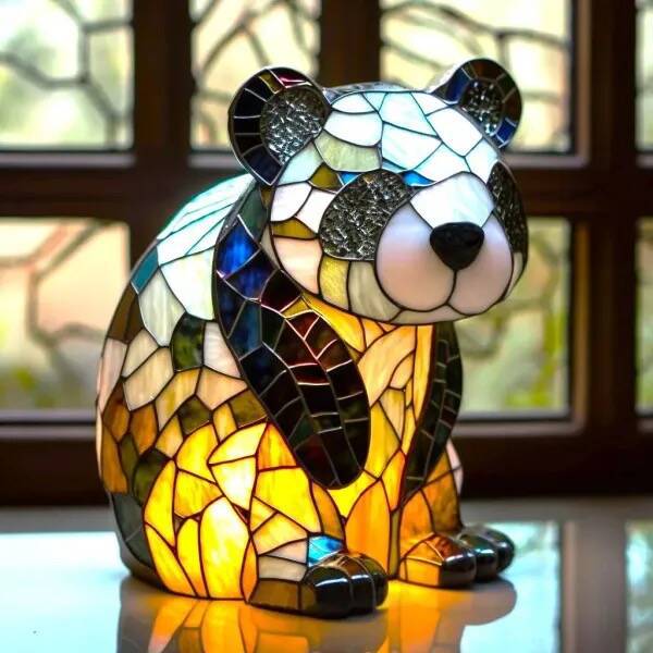 Pandaou | Μαγεία Λάμπας Panda από Πολύχρωμο Γυαλί