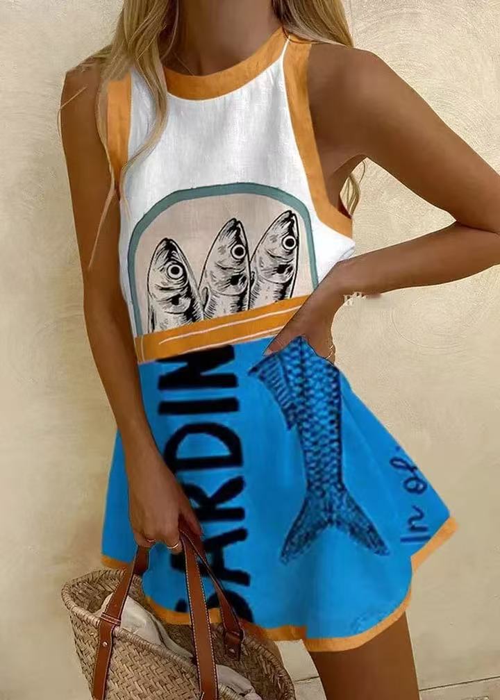 Isoria™ | Μίνι φόρεμα με μπλε σχέδιο" could be rewritten as:

"Isoria™ | Μίνι φόρεμα με μπλε μοτίβο