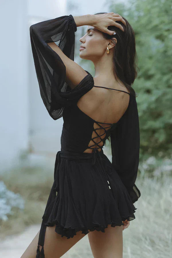 Layla | Παιχνιδιάρικο Μίνι Φόρεμα με Μανίκια Μπαλονιού