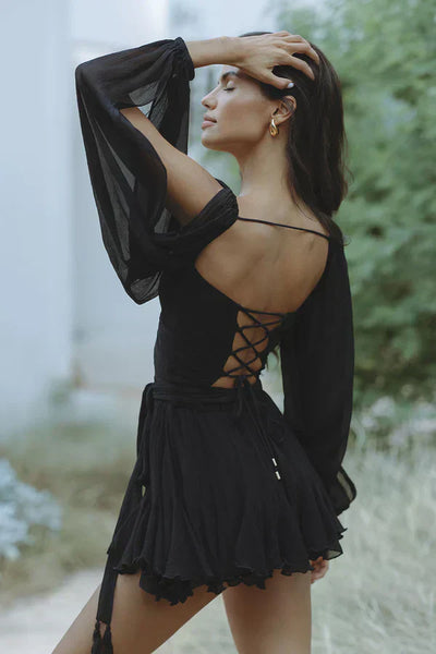 Layla | Παιχνιδιάρικο Μίνι Φόρεμα με Μανίκια Μπαλονιού