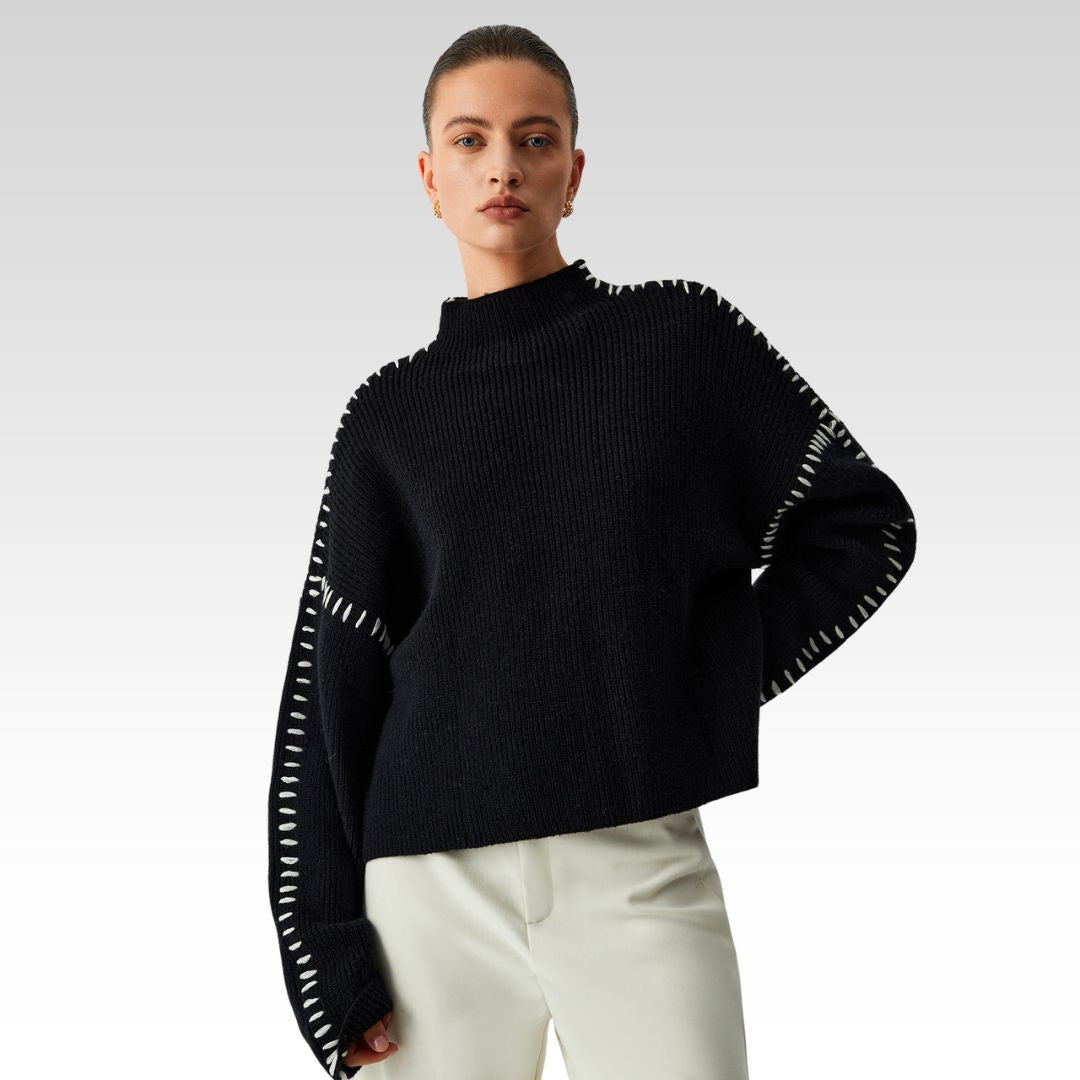 Alma | Oversized Ντόλτσεβιτα Πουλόβερ με Πικέ Λεπτομέρειες