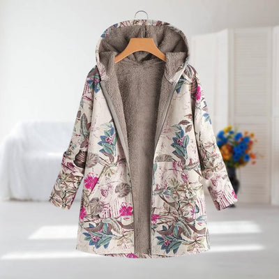 Floral Fleece Hooded Coat for Women (For Gail)
