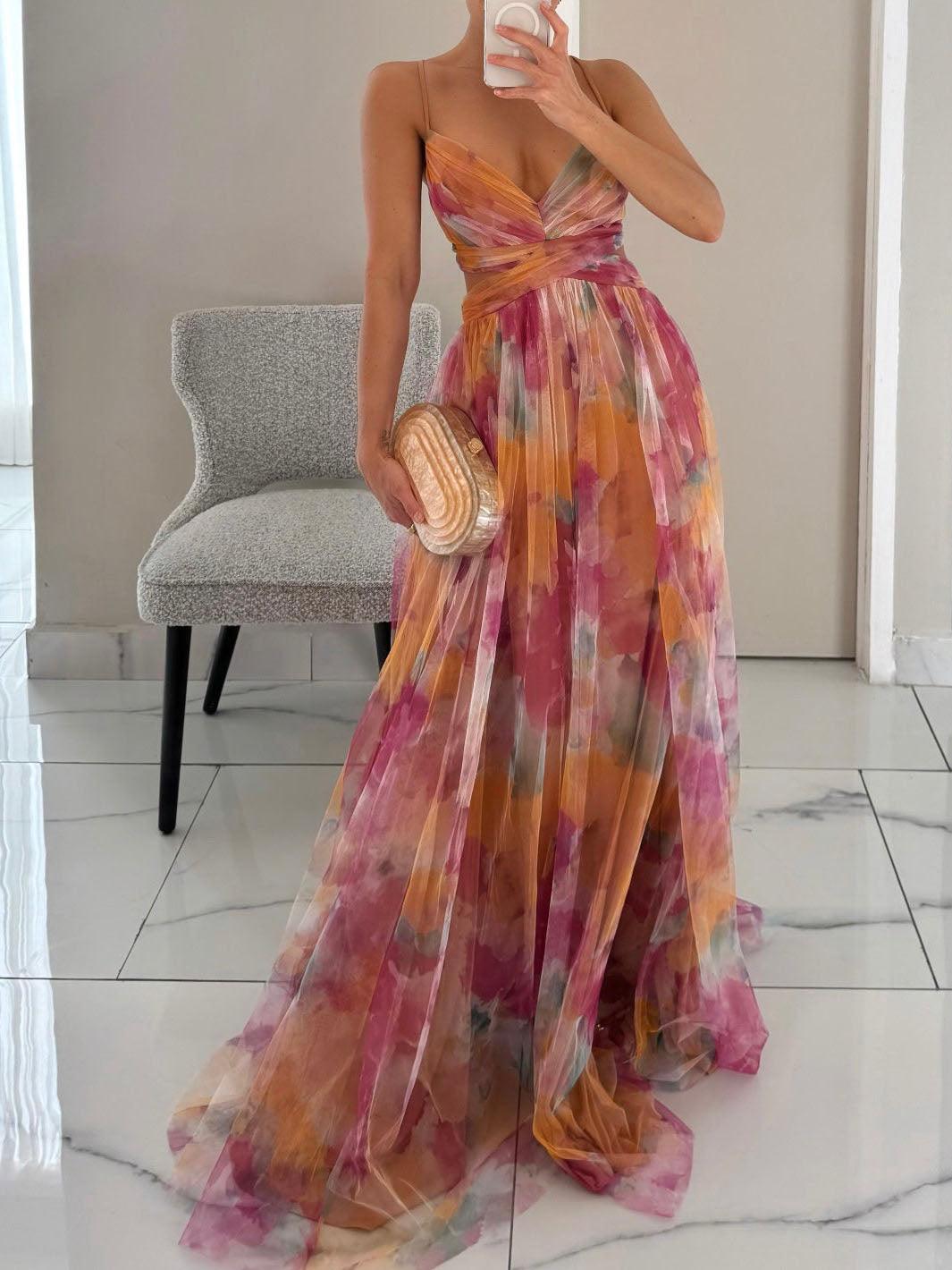 Elegant Μακρύ Φλοράλ Φόρεμα