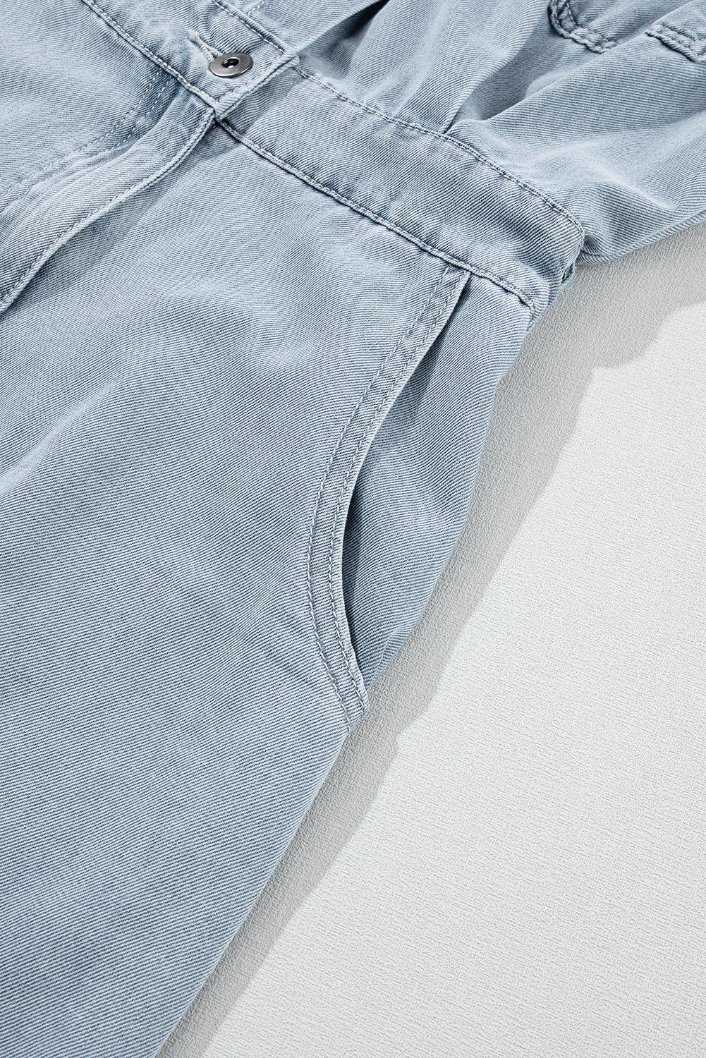 Sofia® | Κομψό Denim Φόρεμα με Κοντά Μανίκια και Μπατζανάκια