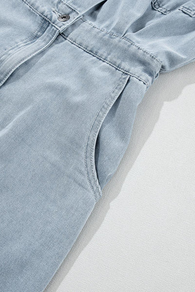 Sofia® | Κομψό Denim Φόρεμα με Κοντά Μανίκια και Μπατζανάκια