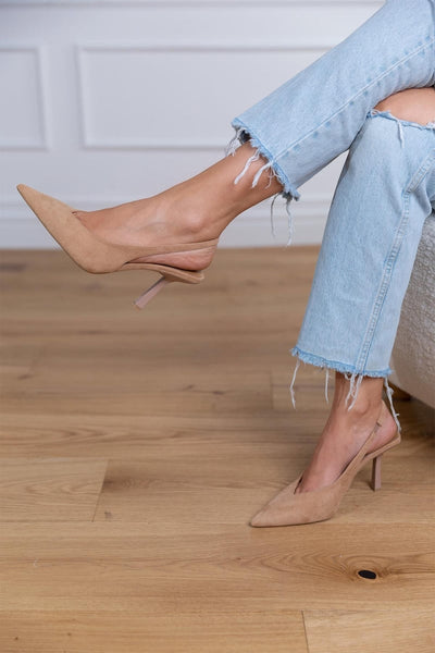 Marlena™ | Slingback Σανδάλια σε Νυφικό Χρώμα με Λεπτό Τακούνι