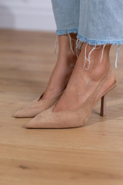 Marlena™ | Slingback Σανδάλια σε Νυφικό Χρώμα με Λεπτό Τακούνι